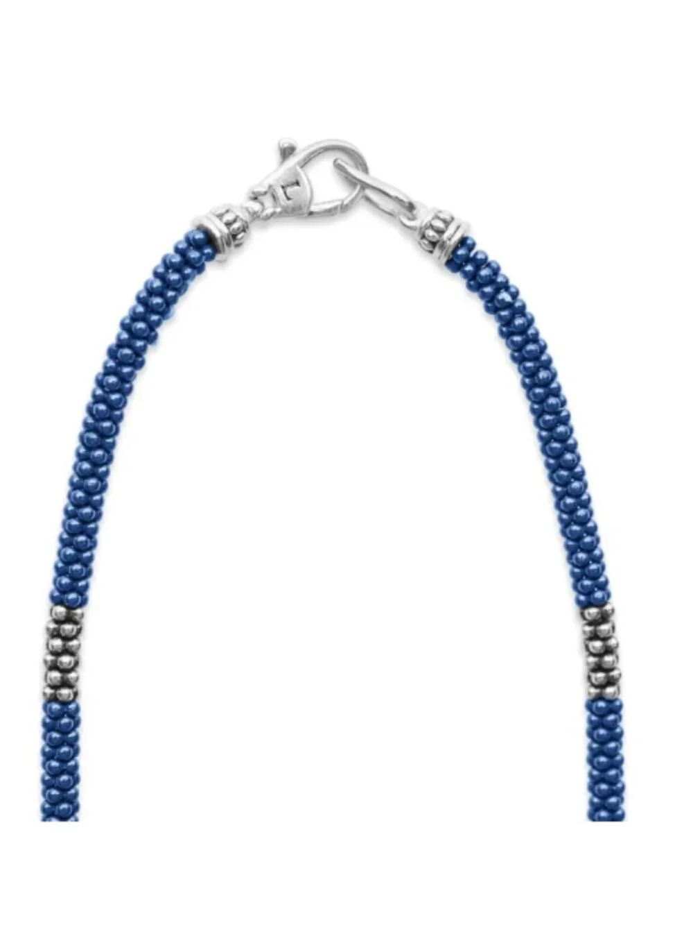 Blue Caviar  Ultramarine Silver Station Ceramic Beaded Necklace | 3mm from Lagos
